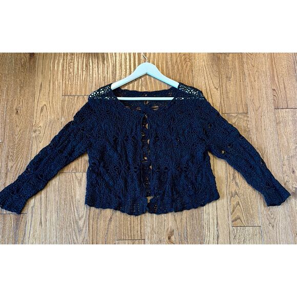 Vintage Black Crochet Cardigan - Picture 4 of 8